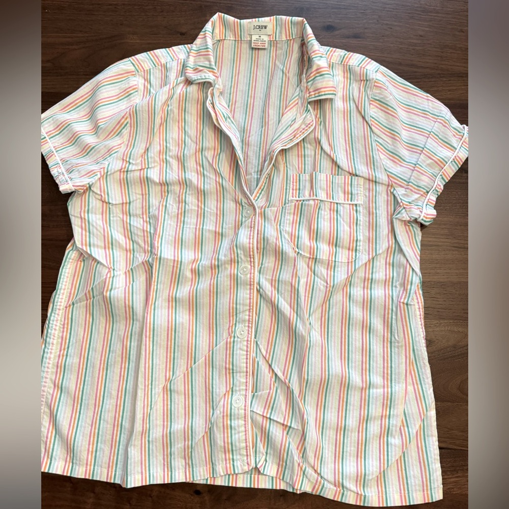 J. Crew Factory Short-Sleeve Pajama Set W/ Cropped Pant Women's Size Medium
